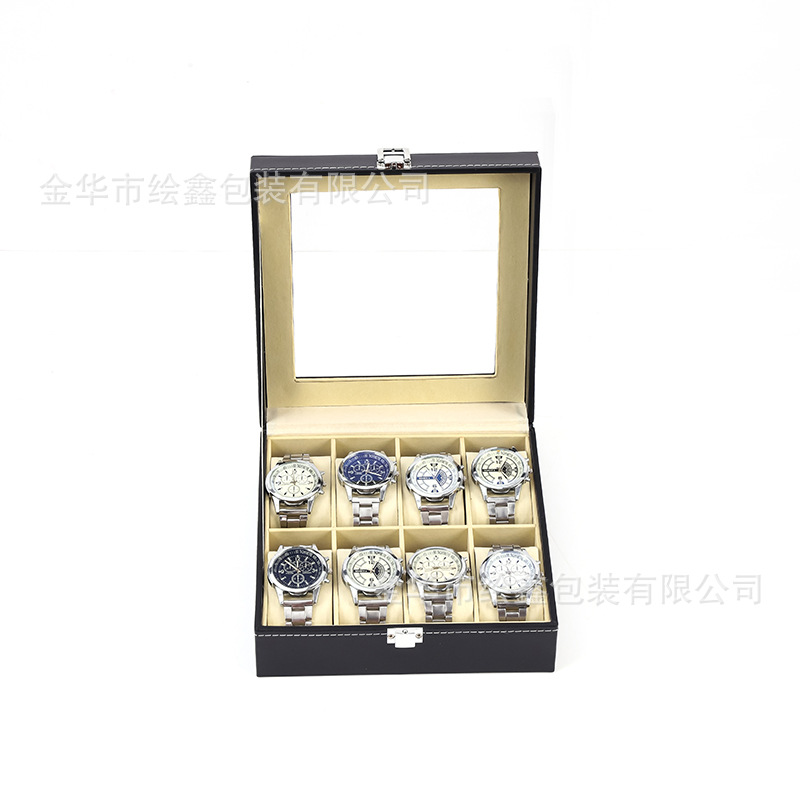 Picture of Leather Watch Storage Box Dustproof Glass Cover Watch Box Watch Jewelry Box Bracelet Watch Box Watch Storage