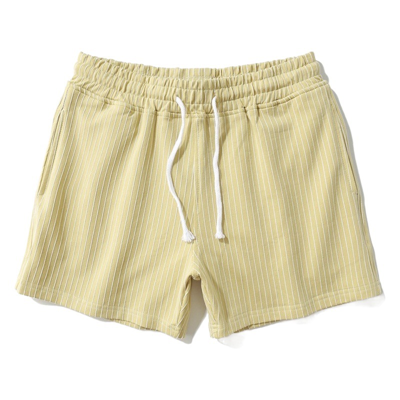 Vertical Stripesd Cotton Shorts Men's Large Size Sports Pants Men's Three-Point Pants Fitness Running Casual Pants Military Green