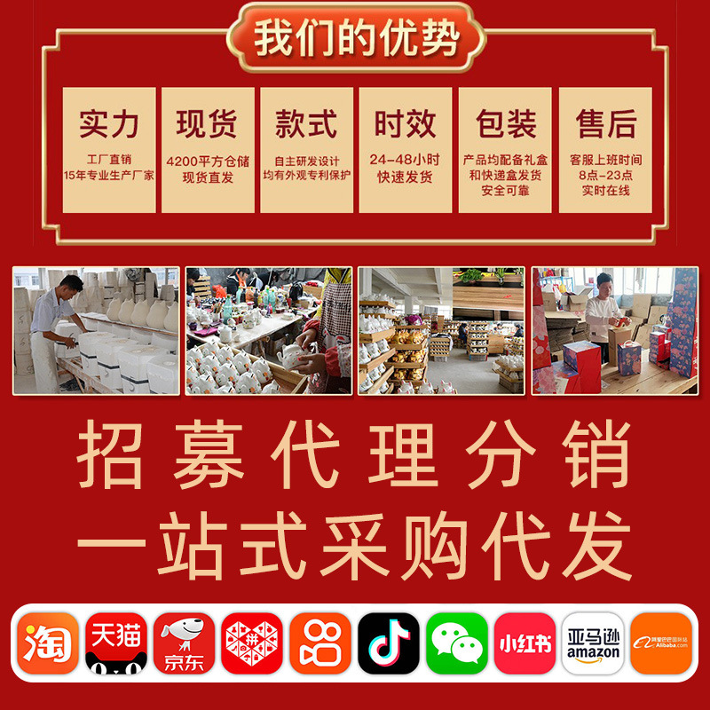 Picture of Factory wholesale electric ceramic waving cat ornaments opened big small size shop cashier home living room gift