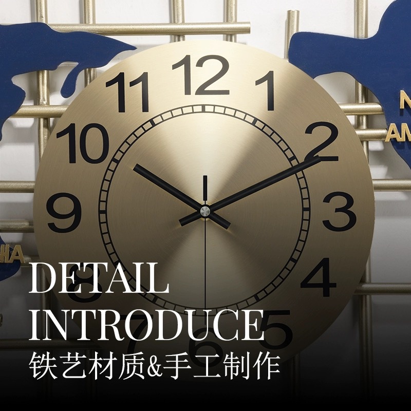 Picture of Wrought Iron Hour Hand Stereo Nordic Home Living Room Art Wall Clock Modern Simple Personality Wall Clock Hanging Watch Mute