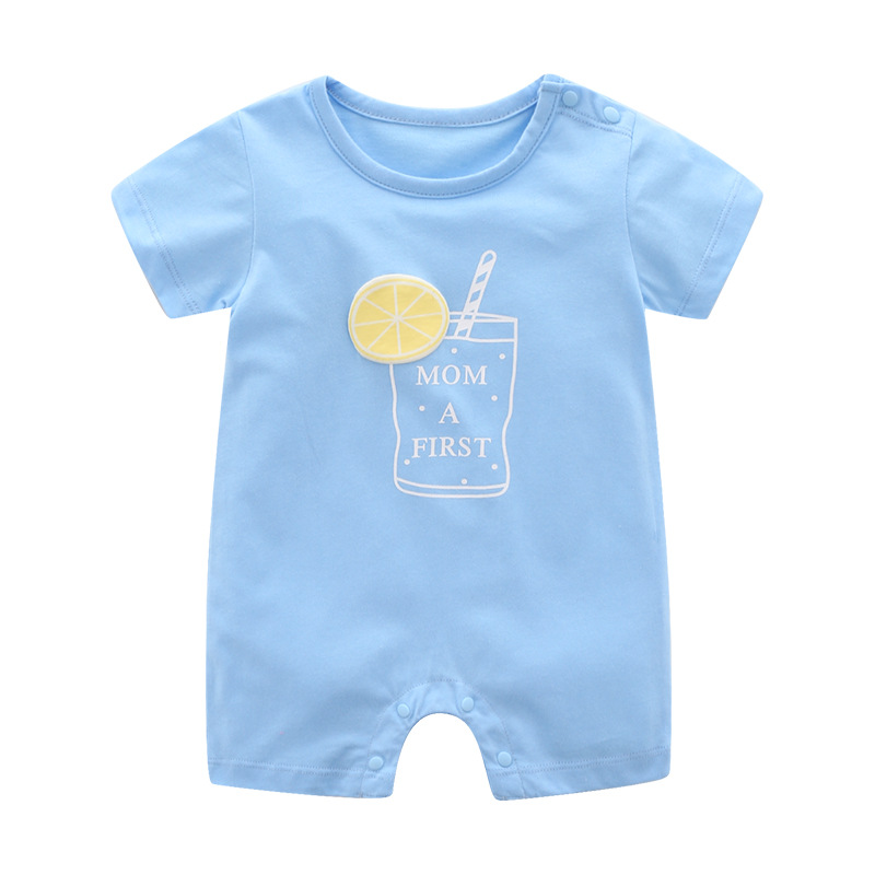 Picture of in stock Short-sleeved Flat Corner Shoulder Buckle Hackle Clothes Raglan Sleeve Summer Thin Climbing Clothes Baby's Unibody Clothes Hackle Breathable Clothes