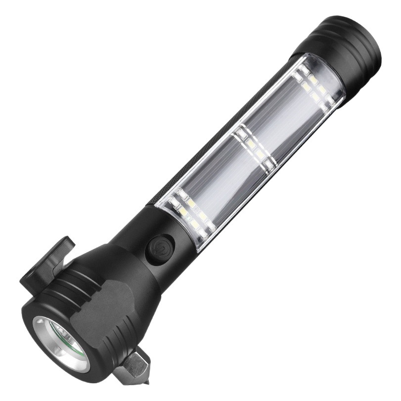 Multifunctional car safety hammer flashlight fire window breaker car maintenance light bright aluminum alloy warning light