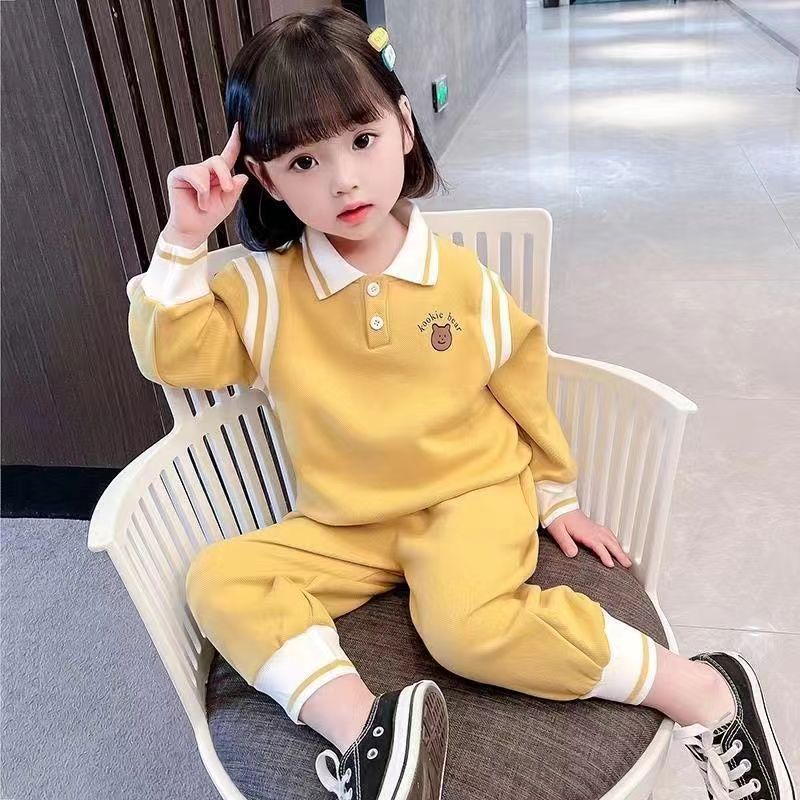 Girls' Autumn Polo Shirt Suit Western Style 2025 New Casual Style Spring and Autumn Toddler Baby Long Sleeve Two-Piece Set