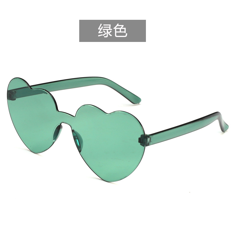 Picture of Heart Sunglasses, Heart Sunglasses, Jelly Color Rimless Heart-Shaped One-Piece Glasses, Dazzling Color Glasses