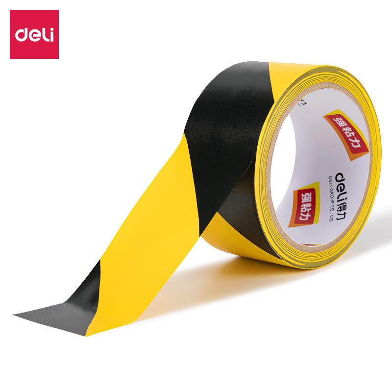Deli 33771 warning tape 48mm * 33m * 130μm (yellow and black)(1 roll/Heat Shrinkable)