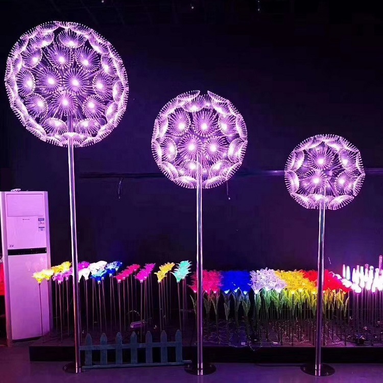 New Dandelion Lamp Outdoor Waterproof Park Square Landscape Lamp Project Lighting Fiber Optic Lawn Dandelion Lamp
