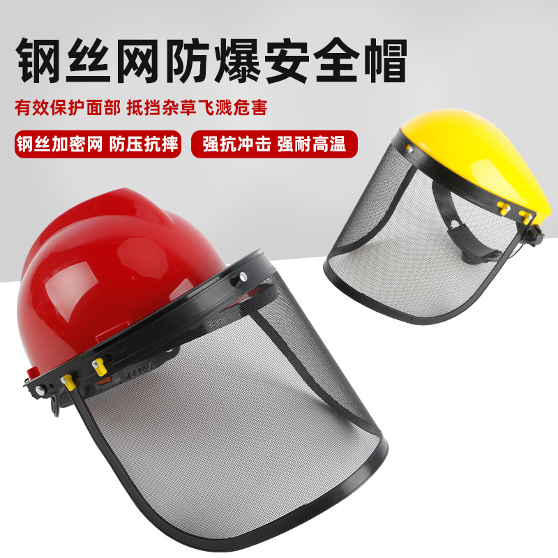 Chainsaw Protective Helmet, Lawn Mower, Hedge Trimmer Face Protection with Steel Mesh Safety Mask, Garden Protective Helmet