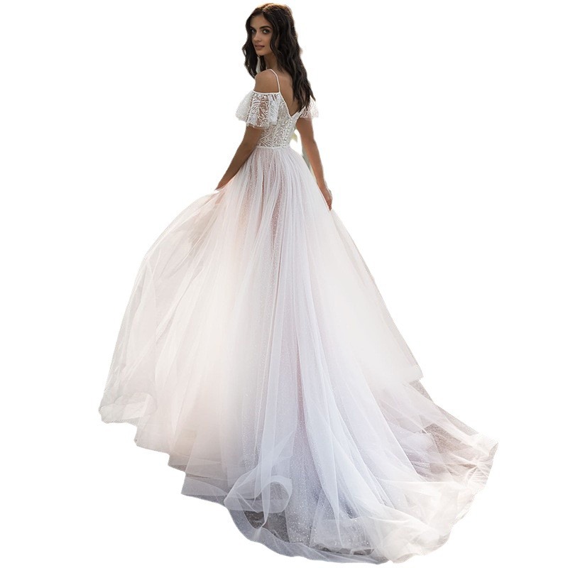 Picture of 2025 New Large Size Wedding Dress Slim Fit Shoulder Floor-Length Fat Man Lace Flower One Shoulder Women