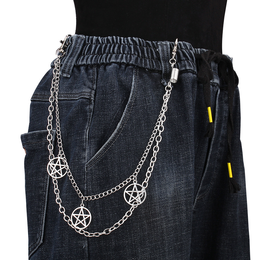 Picture of ins style fashion personality trend sunflower pants chain hip hop punk multiple moon body chain atmospheric waist chain