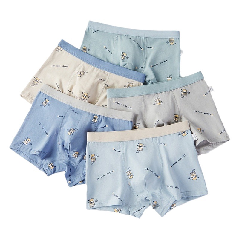 Cotton youth breathable men's boxer shorts pure cotton seamless junior high school student underwear boxers antibacterial boys
