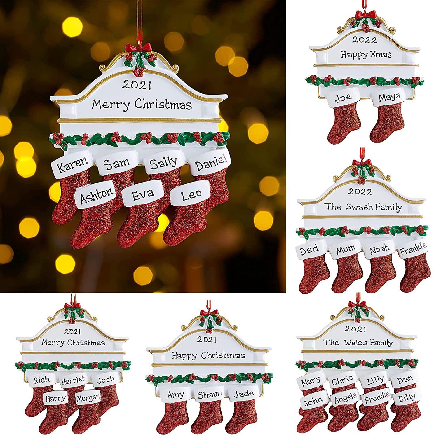 Christmas Reindeer Family Cute Home Pendant Christmas Elk Family Christmas Holiday Name Pendant