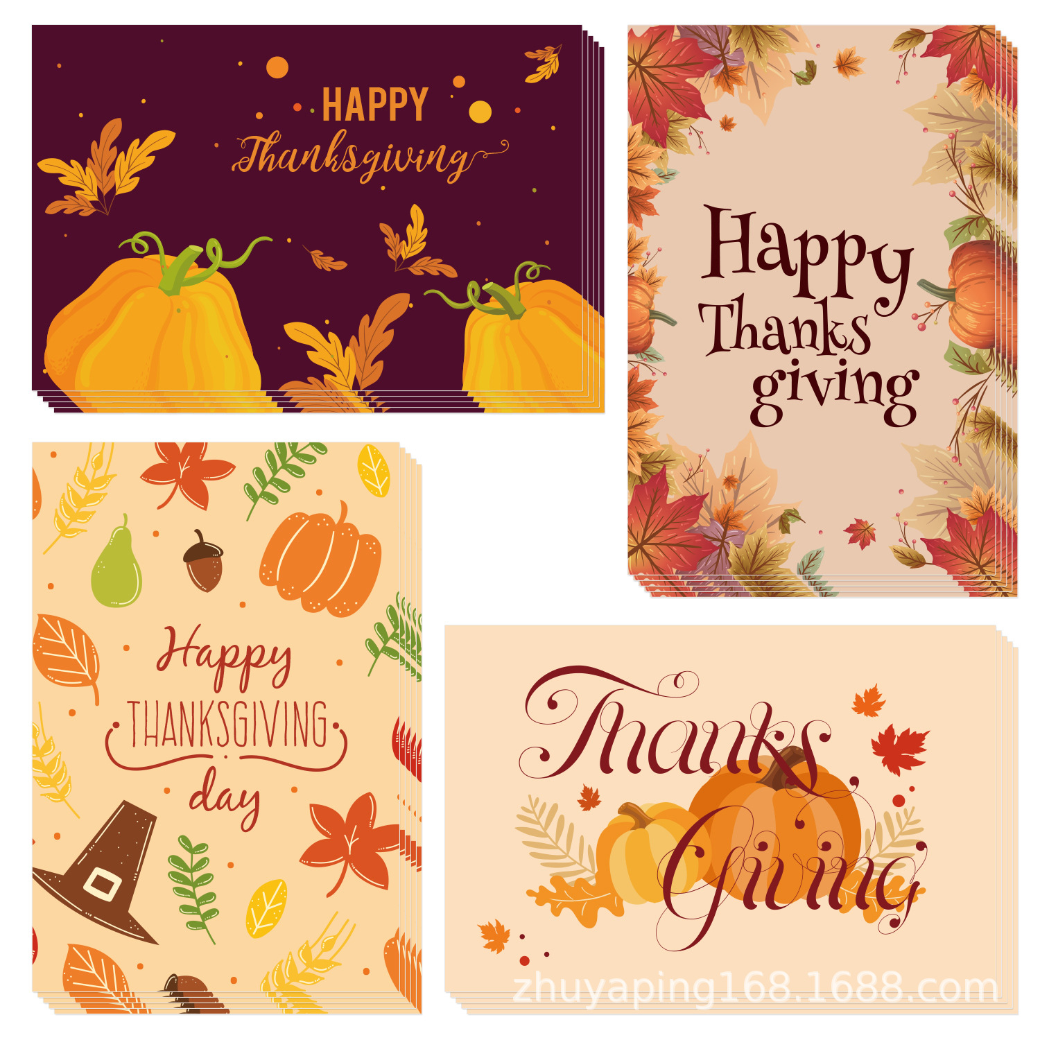 Picture of 8 sets of Amazon Thanksgiving cards Christmas suit cards Creative blessing cards with envelopes