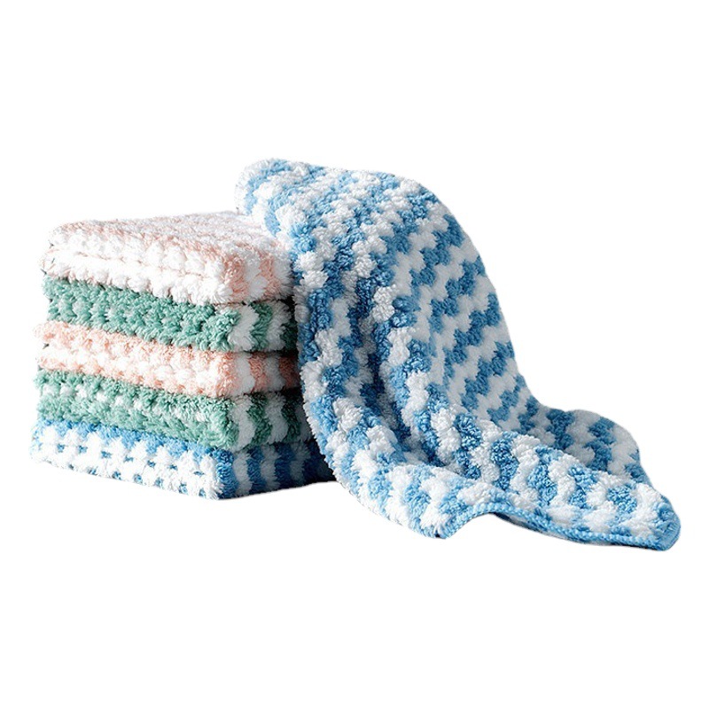 Wavy cloth kitchen absorbent dishcloth manufacturers wholesale cleaning cloth cationic thickened cloth double-sided color