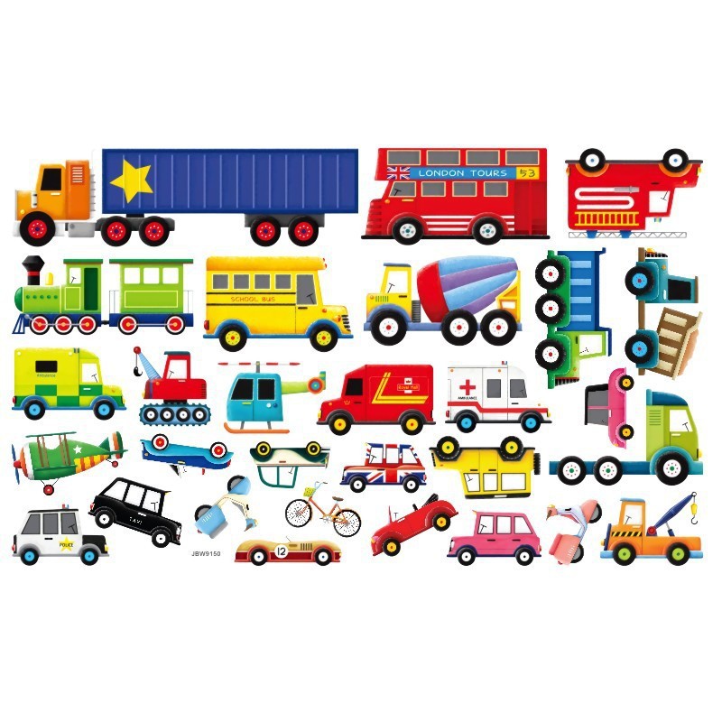 Picture of Cartoon Toy Car Wall Stickers Transportation Children's Room Bedroom Wall Background Decorative Stickers PVC Wall Decorative Stickers