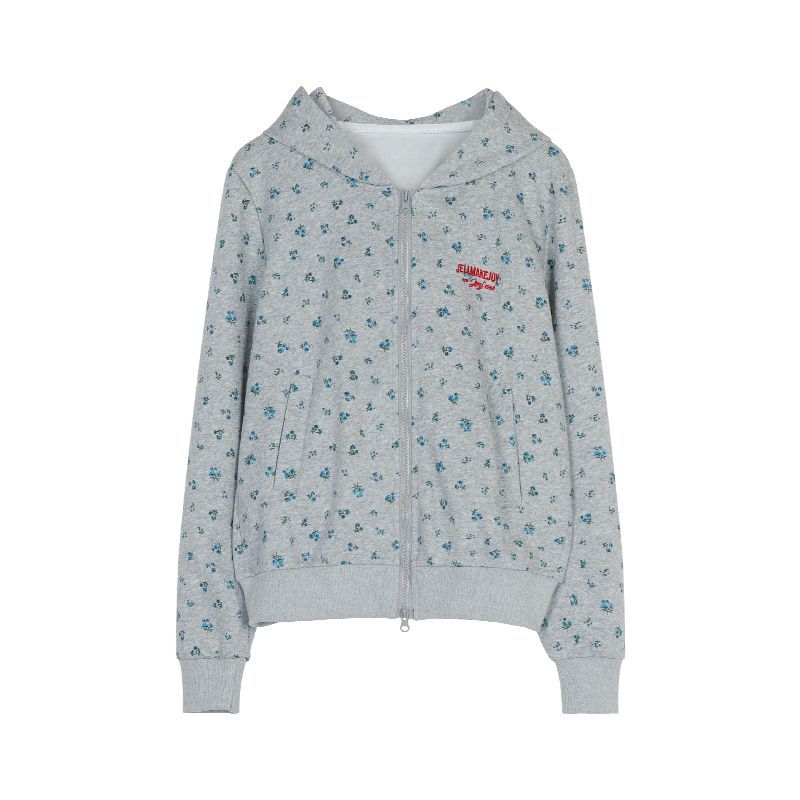 Picture of Early Autumn American Style Retro Floral Hooded Sweater Coat Women's Spring and Autumn 2024 New Cardigan Casual Design All-match