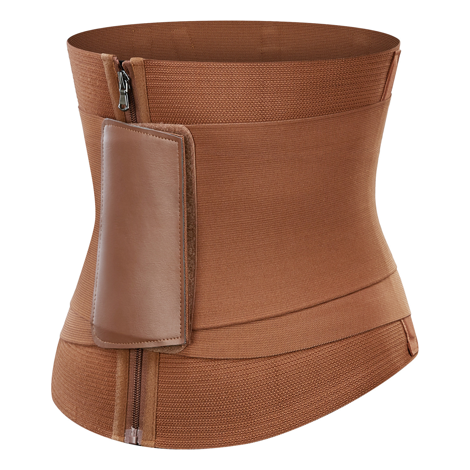 Fitness Abdominal Girdle Women's Abdominal Belt Fitness Sports Zipper Style Waist Shaping Pressurized Widened Brown Double Layer