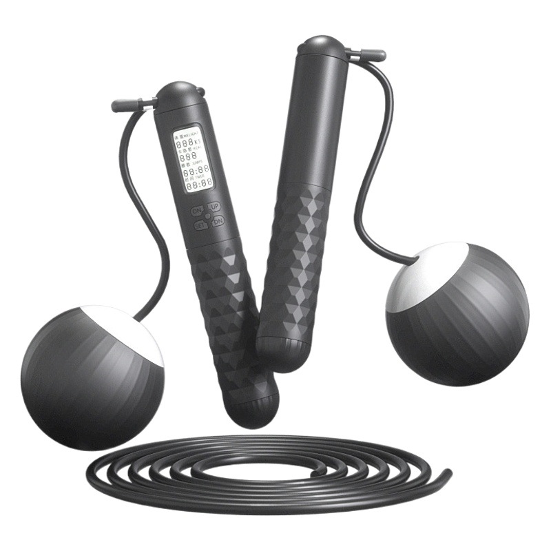 New intelligent electronic counting skipping rope multifunctional dual-use cordless big ball weight-bearing fat-reducing fitness steel wire skipping rope