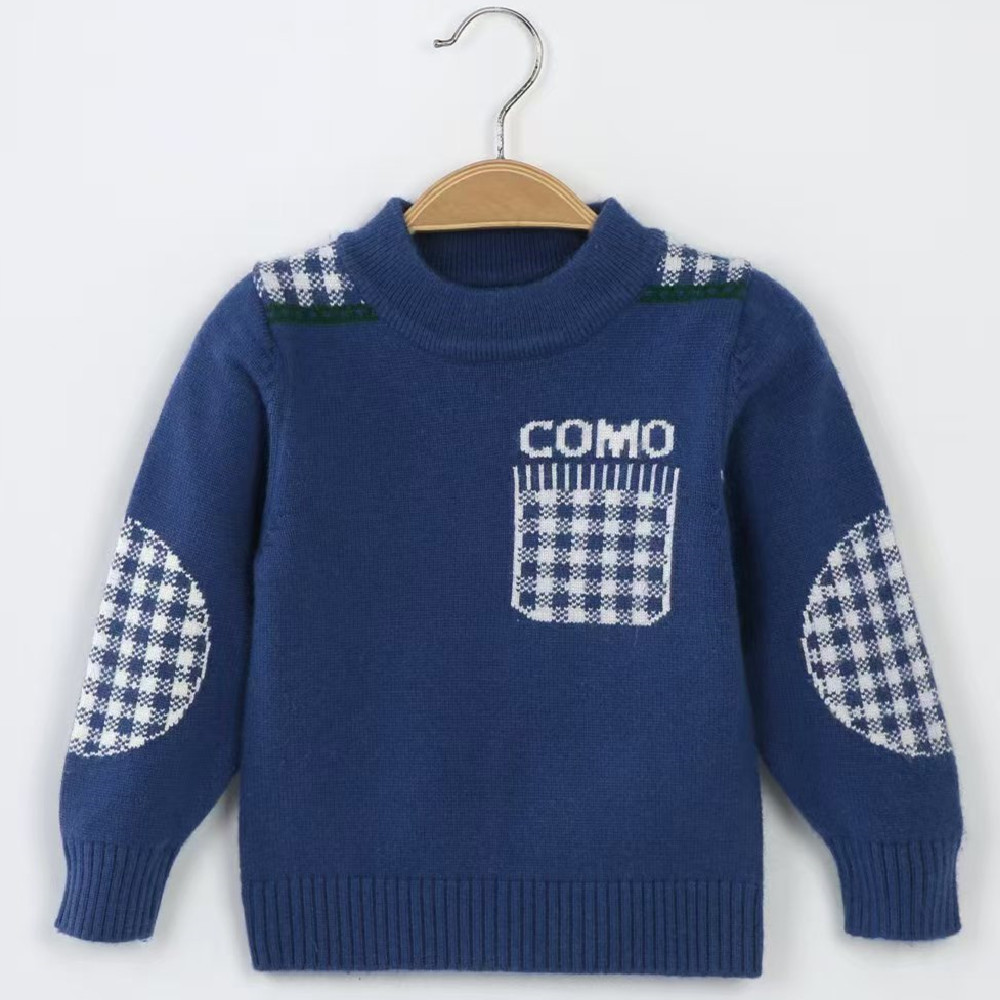 Picture of Factory wholesale children's cashmere sweater Korean version of the high collar cartoon knitted pullover boys baby base sweater girls