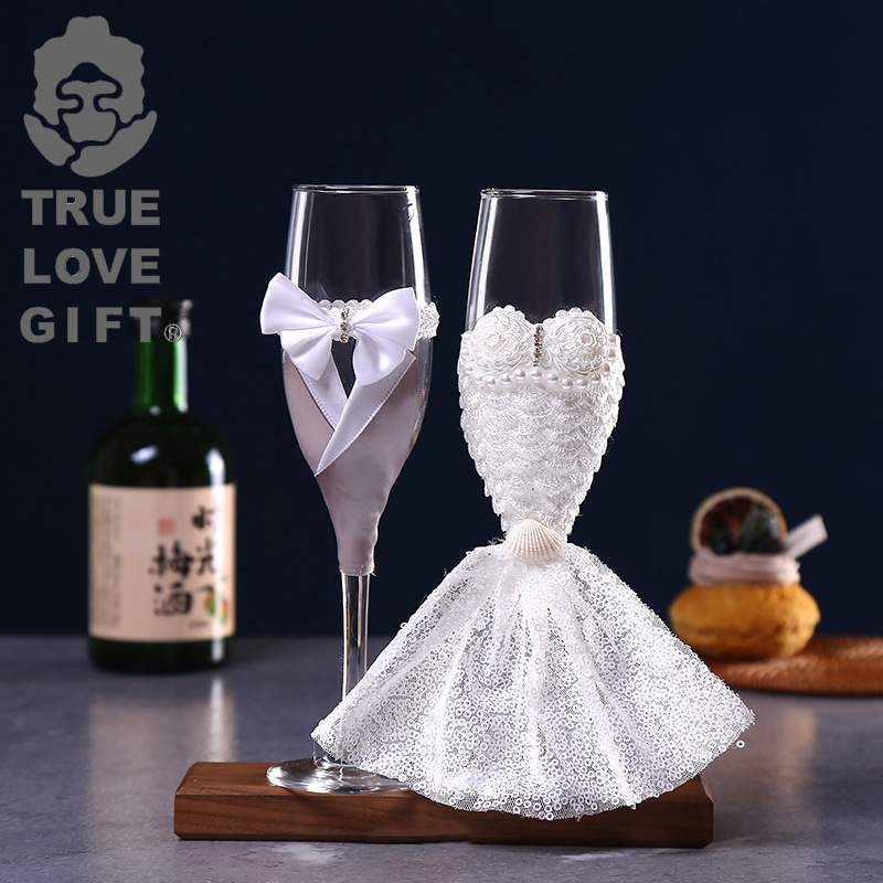 Wedding Cup Wedding Romantic Wedding Champagne Love Set Hand-over Wine Goblet Glass for Bride and Groom