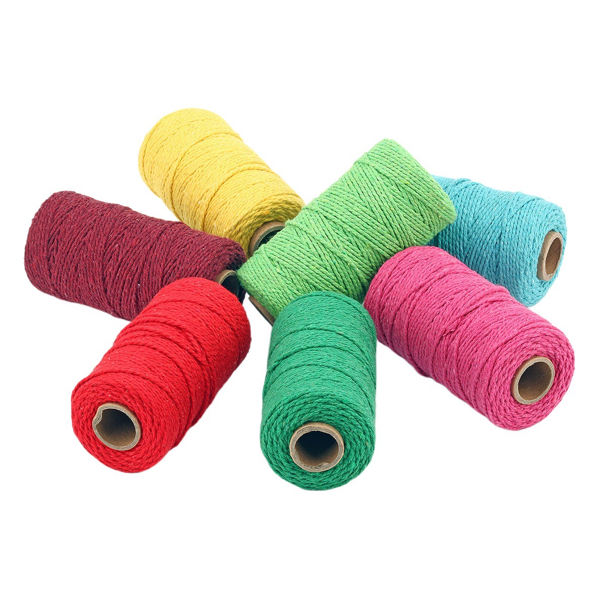 Factory in stock wholesale trade monochrome color cotton rope 2mm DIY decorative packaging rope two strands of bundled cotton rope
