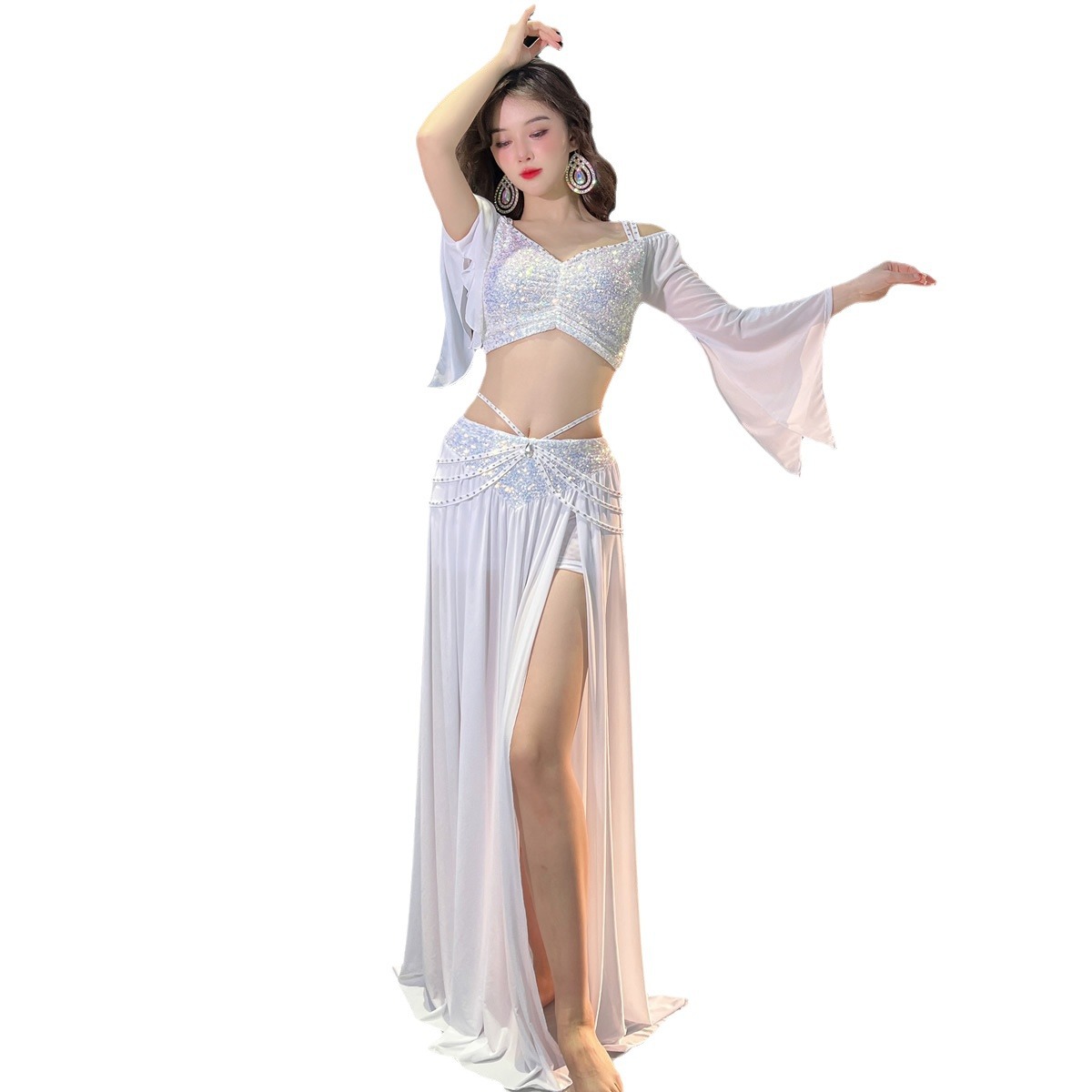 Picture of Dancers Original Niche Design Belly Dance Costume Sequins Spring Mesh Training Class Clothes suit 5090