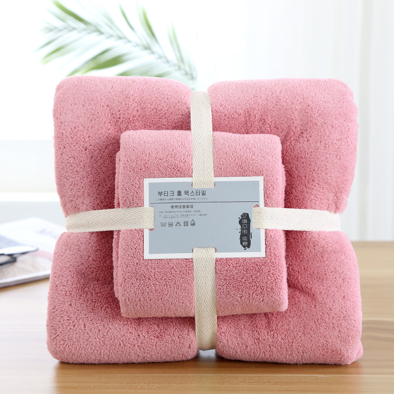 Picture of Factory wholesale coral fleece towel towel gift suit thickened mother and child towel a generation of printed logo