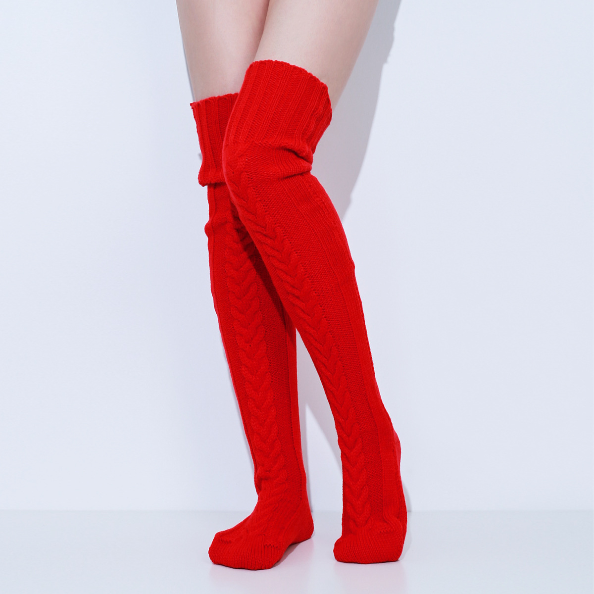 European and American autumn and winter knitted over-the-knee stockings women's Amazon wish extended floor socks wool pile socks manufacturers