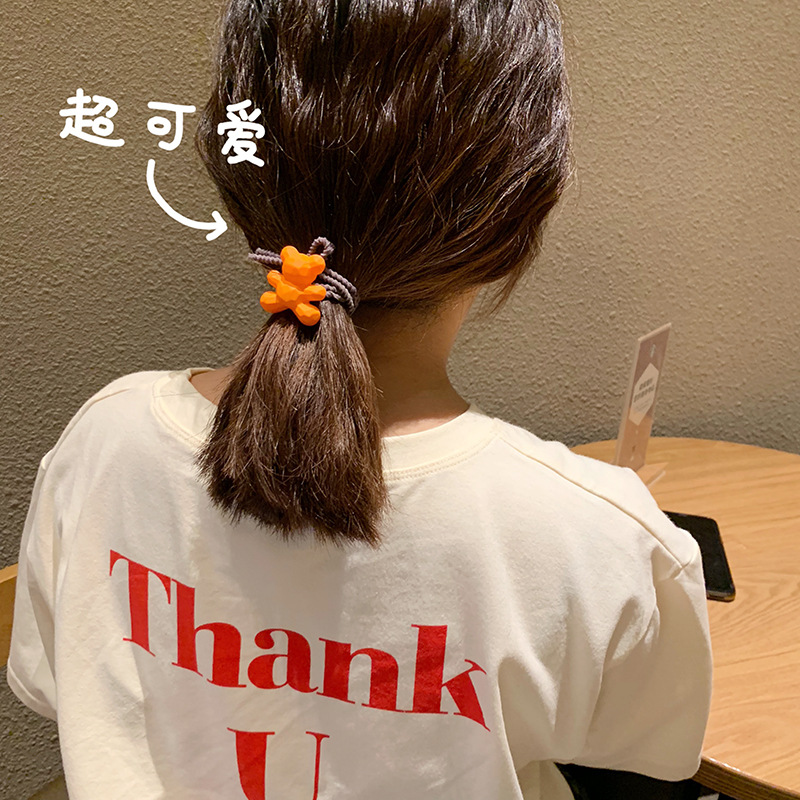 Picture of Ins Colorful Bear Hair Rope Cute Candy Color Frosted Hair Ring Girl's Hair Rope South Korea Ball Head Rubber Band Hair Accessories