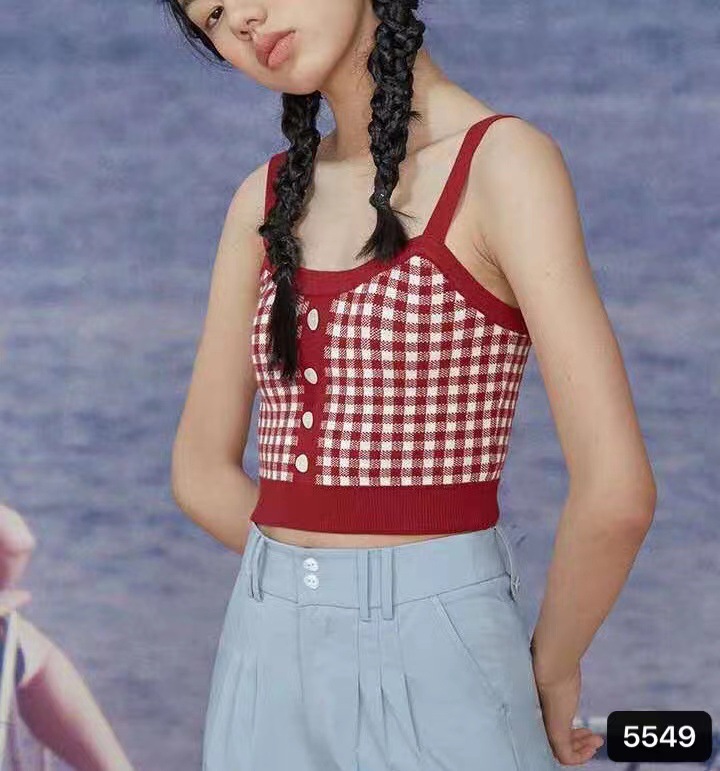 Picture of Plaid Camisole Women's Summer 2022 Inner Wear Tube Top Short Top Outer Wear Trendy Sweet and Spicy Style Hot Girl