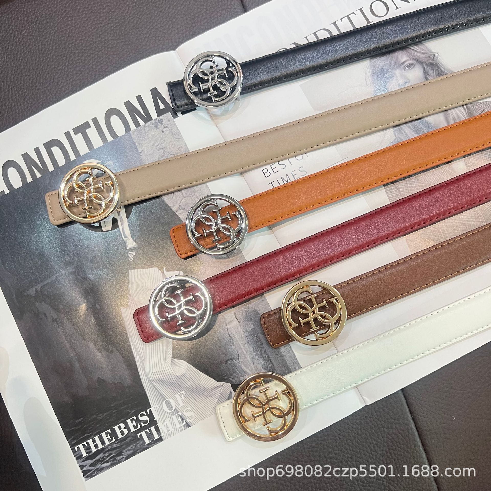 In-Stock Trendy Simple Belt Korean Fashion Versatile Letter Buckle Ins Style Women's Decorative Skirt Belt