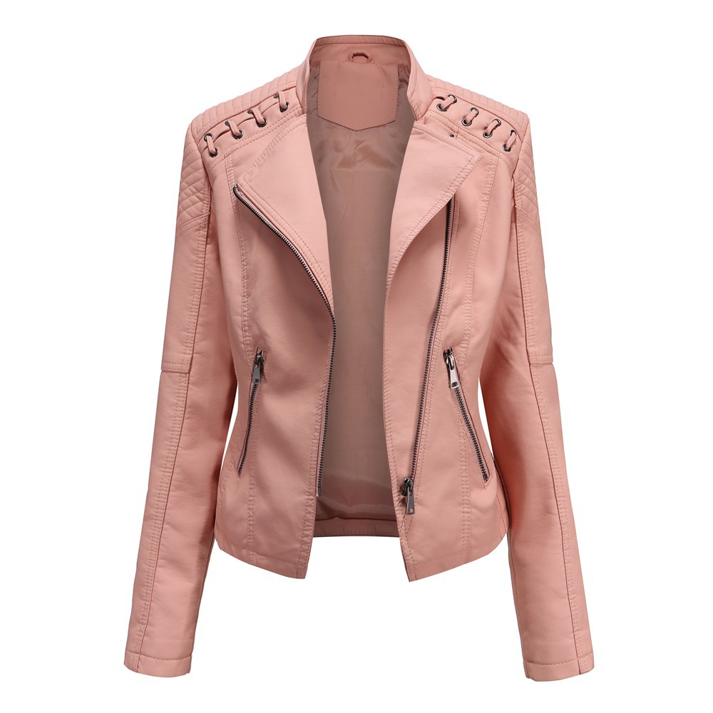 Picture of Exquisite leather jacket youthful fashion European and American women's leather jacket short jacket slim-fit thin