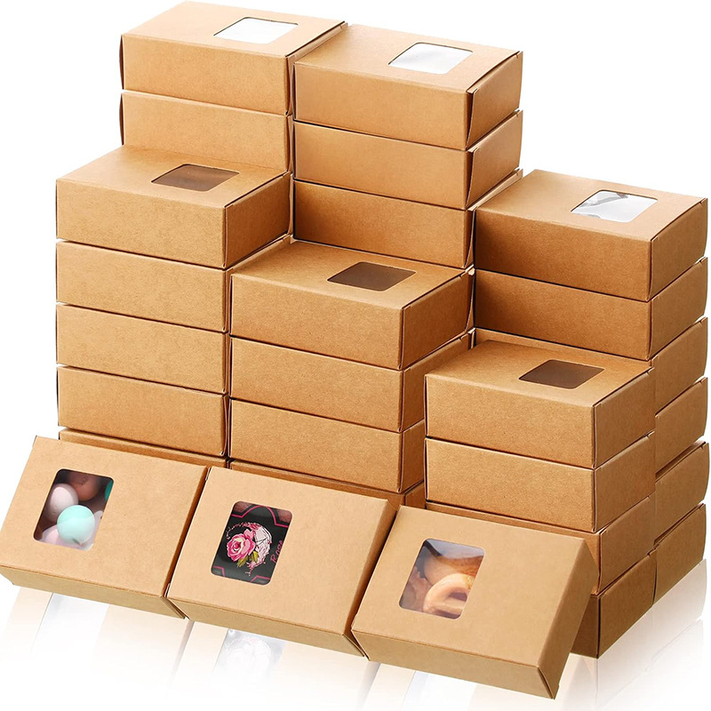 Cross-Border Kraft Paper Window Box Handmade Soap Packaging Trinket Biscuit Packaging Box White Card Folding Paper Box