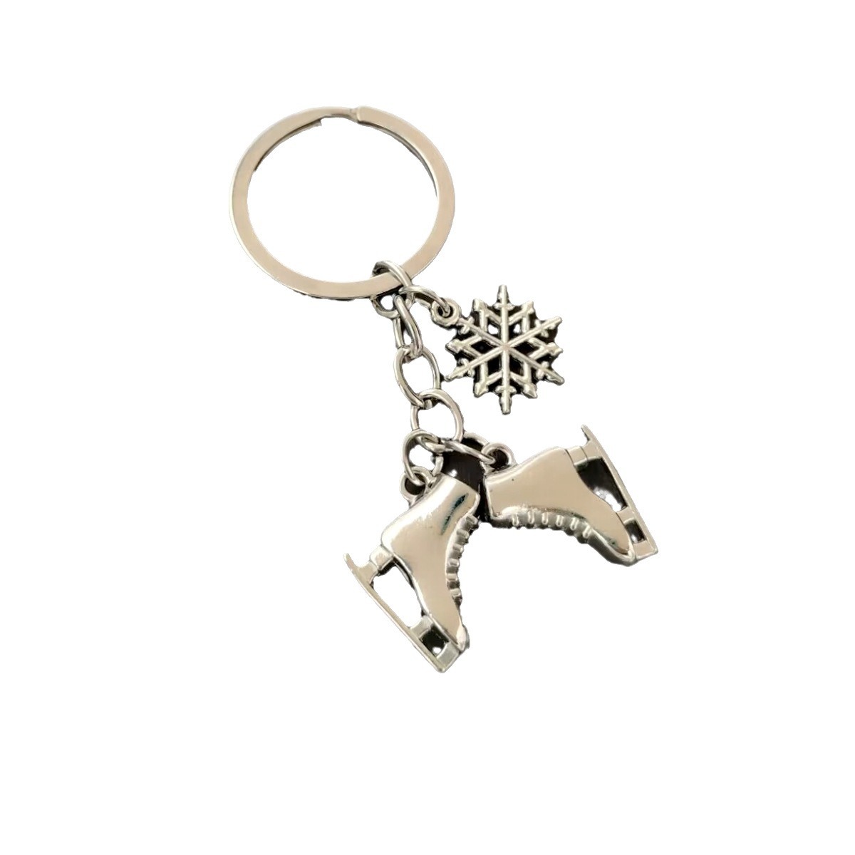 Picture of New Winter European and American Cross-Border Hot-Selling Snowflake Skates Alloy Keychain Christmas Ornaments