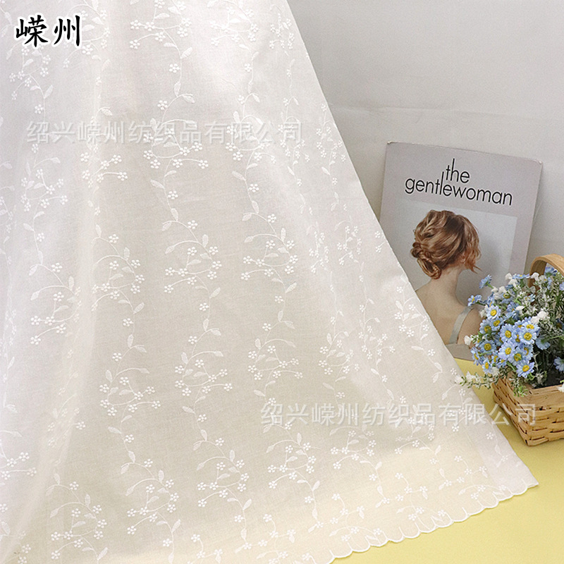 Cotton Three-Dimensional Embroidery Double-Sided Positioning Floral Fabric Clothing Home Textile Embroidered Fabric in Stock Lolita Princess Dress Fabric