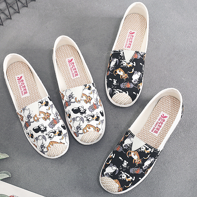 Spring and Summer New Old Beijing Cloth Shoes Women's Shoes Slip-on Non-slip Soft Sole Comfortable All-match Canvas Shoes Casual Fisherman Shoes