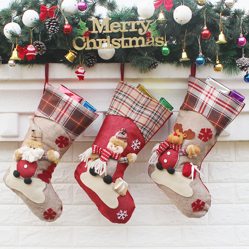 Christmas Decoration Pendant Arrangement Supplies New Year Gift Santa Claus Snowman Socks Christmas Socks Gift Bag