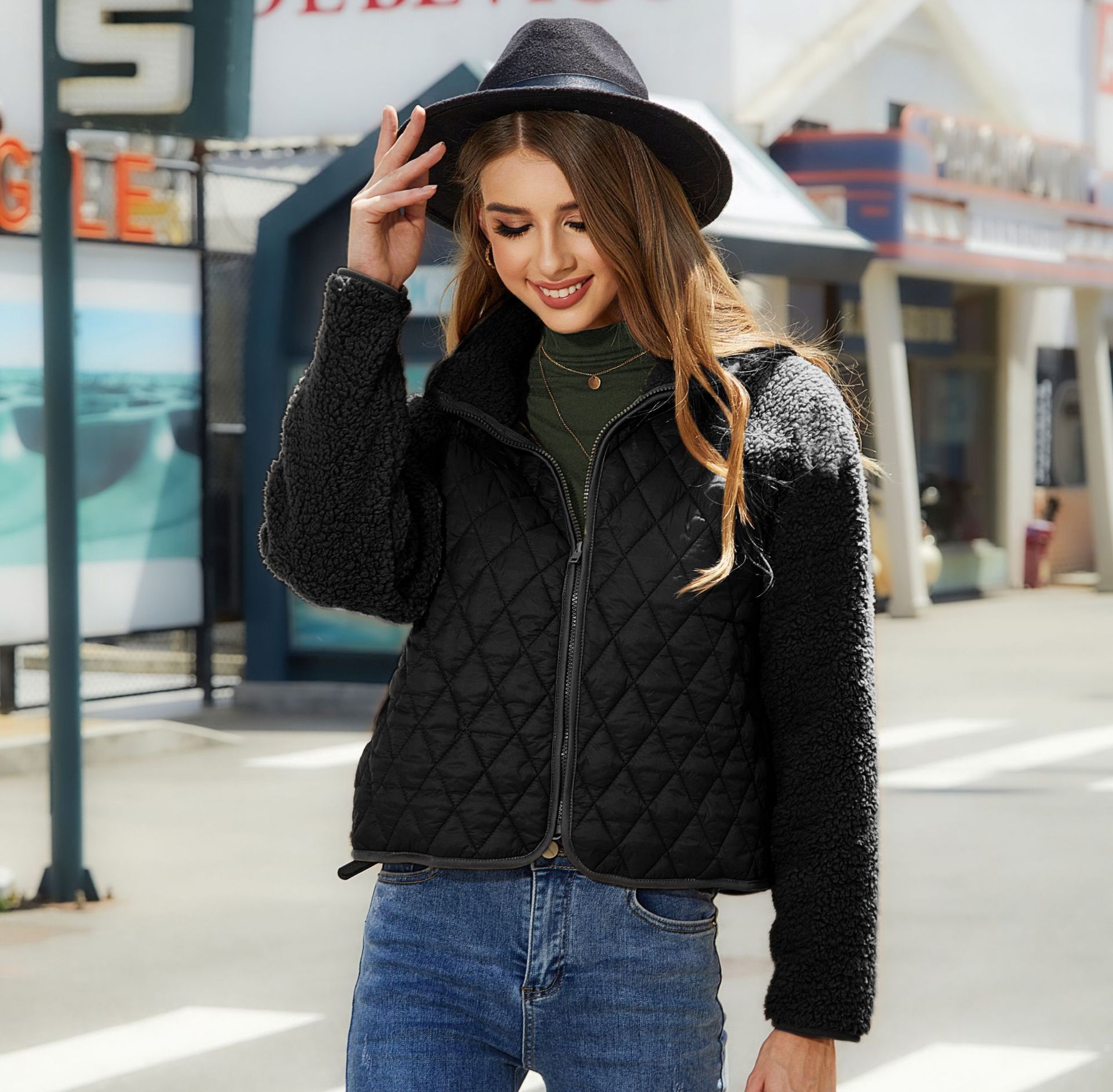 Picture of Flash velvet 2023 new autumn and winter women's cross-border Amazon cardigan zipper long sleeve plush stitching European and American coat women