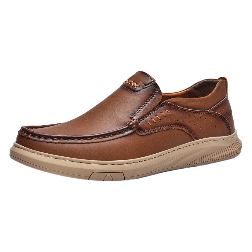 2025 Cowhide Spring and Summer Casual Men's Shoes, Beanie Shoes, Men's Trendy Shoes, Comfortable Genuine Leather Lazy Shoes, Driving Shoes