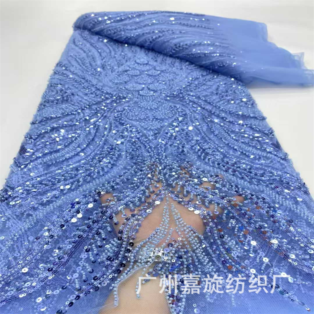 Summer Embroidered Dress European and American Multi-Color Stereo Embroidery Geometric Flower Bead Tube Embroidery Fabric Wedding Fabric