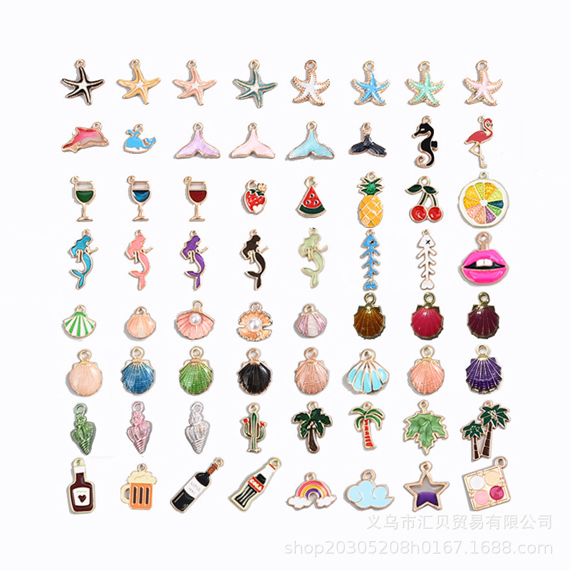 Starfish Marine Life Dripping Oil Pendant Necklace Bracelet Earrings Material Pendant DIY Alloy Jewelry Accessories Original