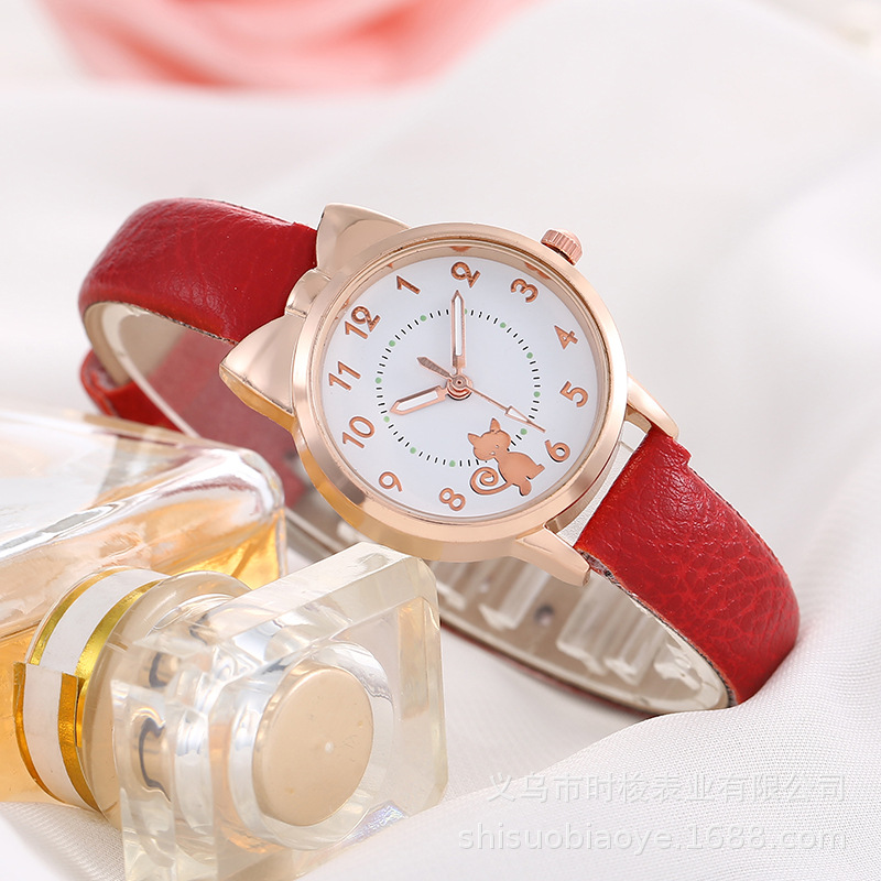 Cross-border explosions children's watches girls girls belt cute bow digital kitten student watches spot batch