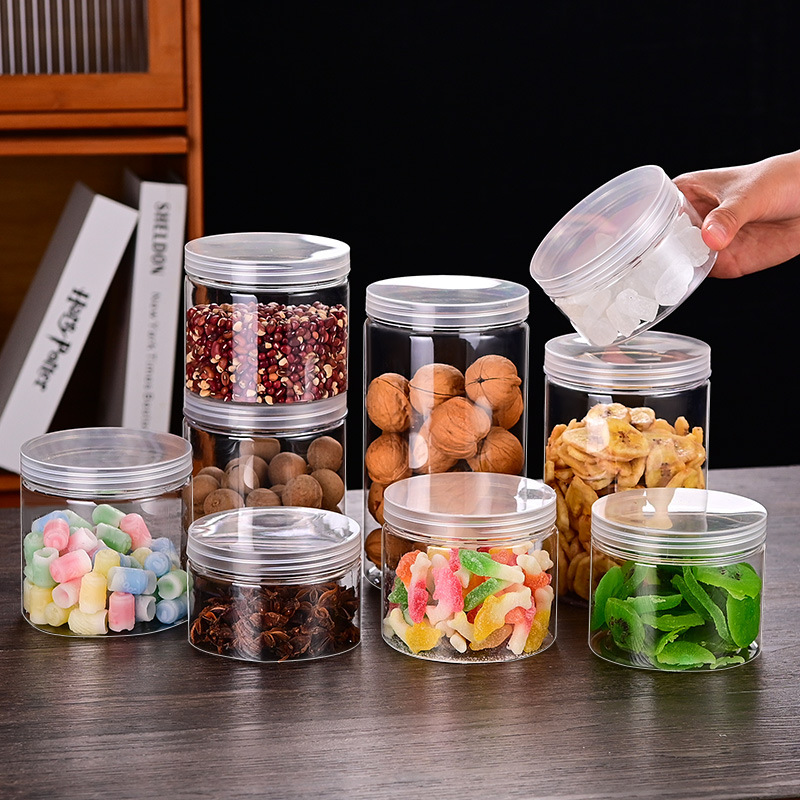 Wide-Mouth Sealed Jar Pet Transparent Plastic Bottle Grains Snacks Pickles Candied Jar