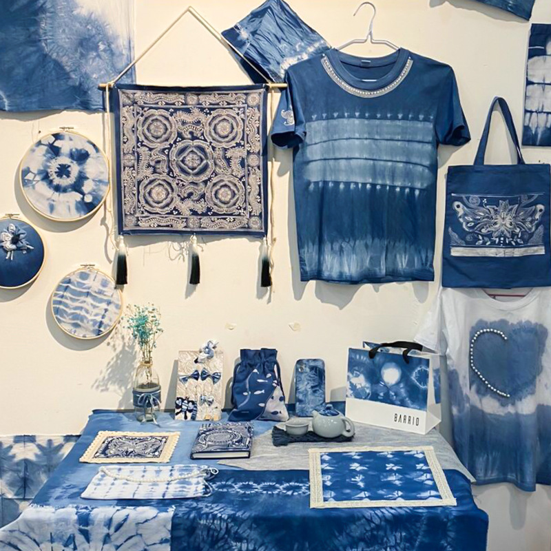 Picture of Pure cotton white gray cloth clothing design cutting tablecloth tie-dyed tablecloth photo background cloth fabric wholesale blue dyed white cloth
