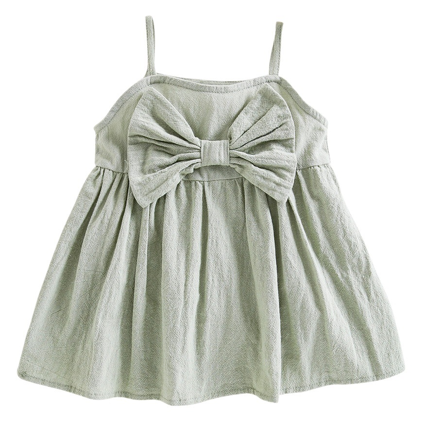 2023 Summer New Children's Clothing Korean Style Girls' Dress Baby Girl's Cotton Slip Dress Bow Princess Dress