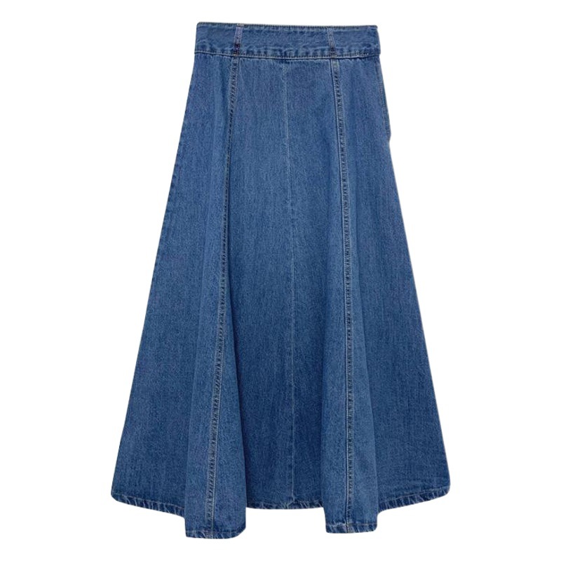 Denim Mid-length Skirt Women's Spring and Autumn High Waist 200 Jin Mid-length Skirt Student Korean-style ins Large Size Loose Denim Skirt