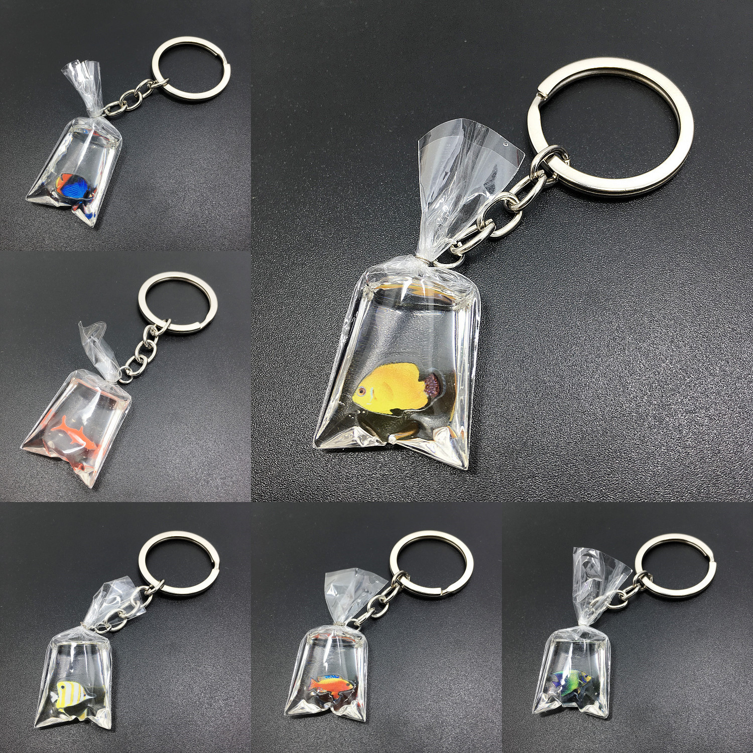 Creative Water Bag Fish Pendant Key Chain Novelty Goldfish Jewelry Backpack Pendant Keychain 7432