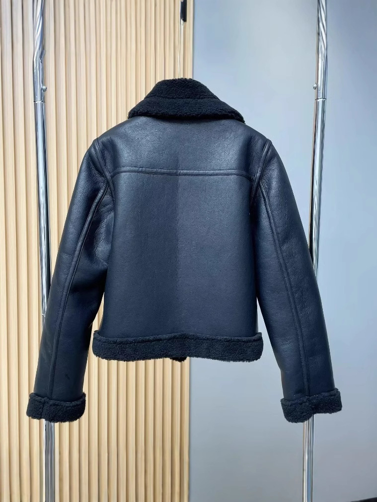 Picture of Cross-Border Aliexpress Popular Women's Clothing Zr Spot Black Warm Fur One-Piece Double-Sided Pu Imitation Leather Jacket for Women