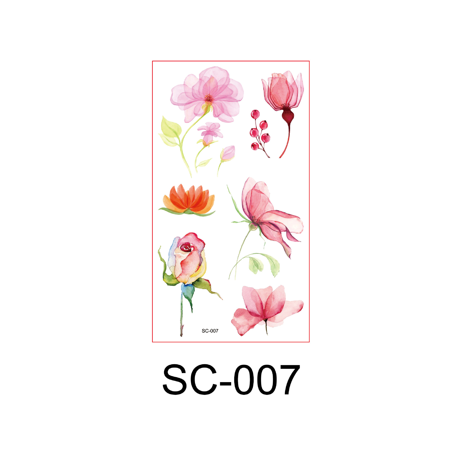 Picture of Watercolor Flower Small Fresh Antique Tattoo Sticker Hand Back Collarbone Chest Sexy Cover Scar Flower Arm Tattoo Sticker