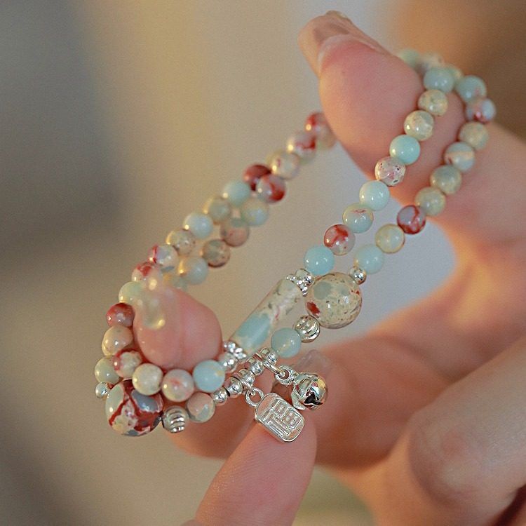 New Chinese Shoushan Stone Beaded Bracelet Women's Alien Ethnic Style Bracelet National Style Original Double Layer Stacked Wear Bracelet Gift