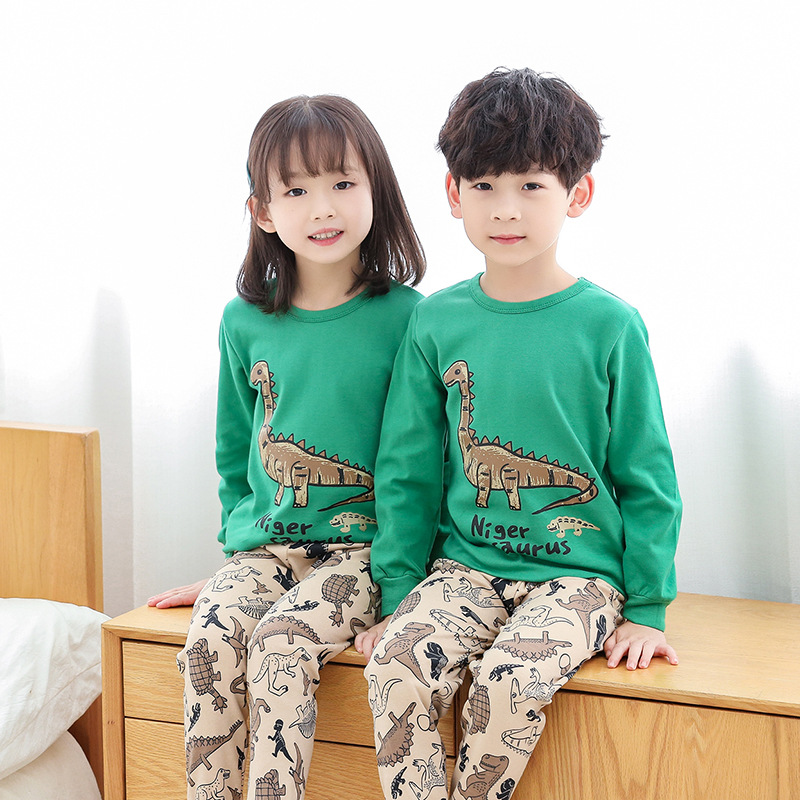 Children's underwear set cotton new boys and girls autumn and winter pajamas baby autumn clothes autumn pants home clothes a generation of hair